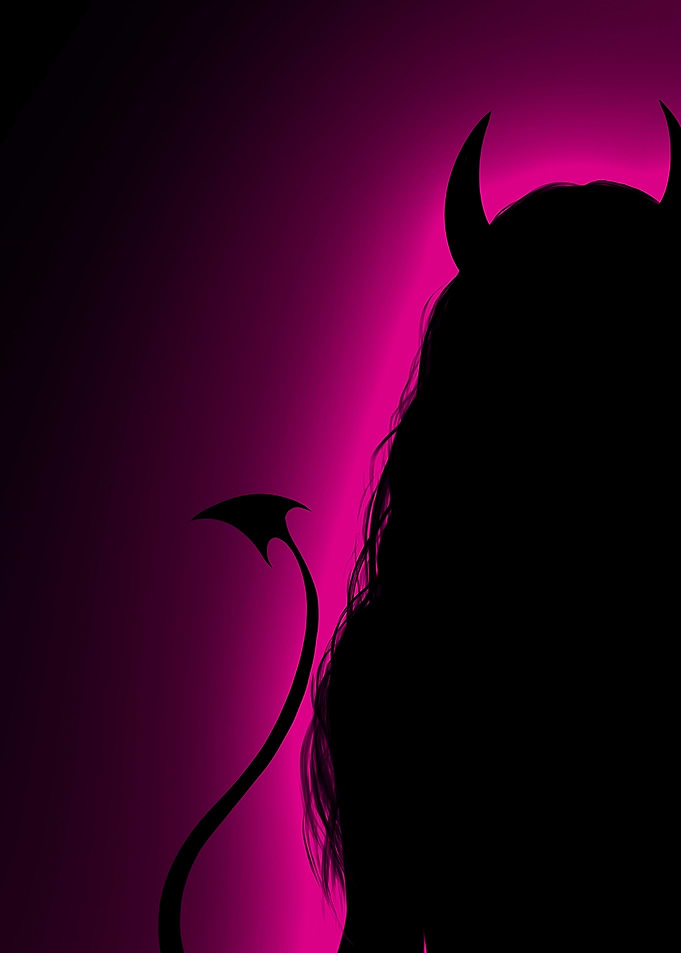 Devil Silhouette with Pink Glow
