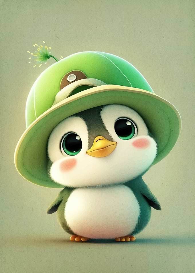 Cute Penguin Green Animal