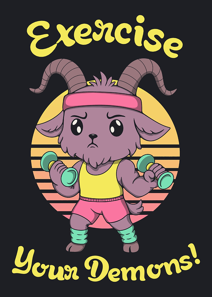 Exercise Your Demons Goat Cartoon