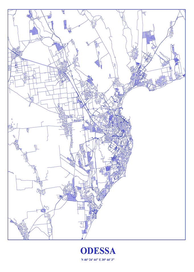 Odessa City Map Blueprint Style