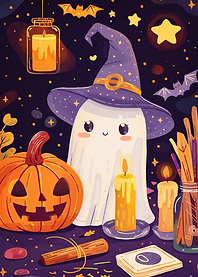 Cute Halloween Ghost Witch