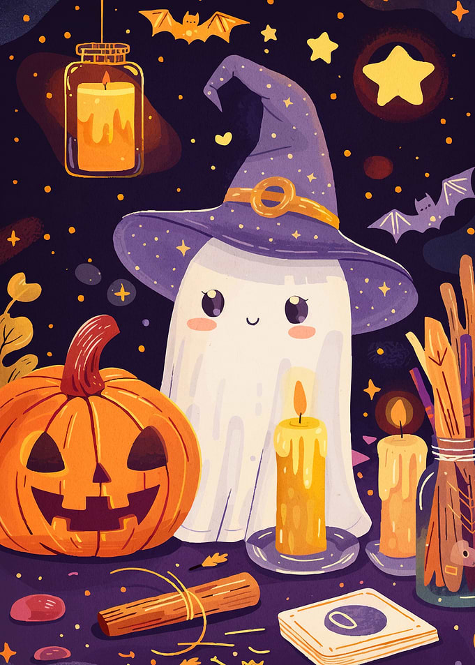 Cute Halloween Ghost Witch