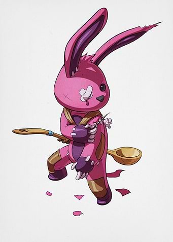 Pink Bunny Warrior with Spoons