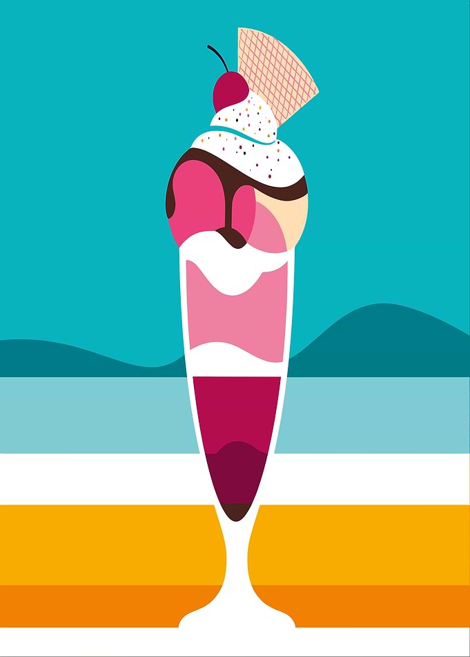 Stylized Ice Cream Sundae Illustration