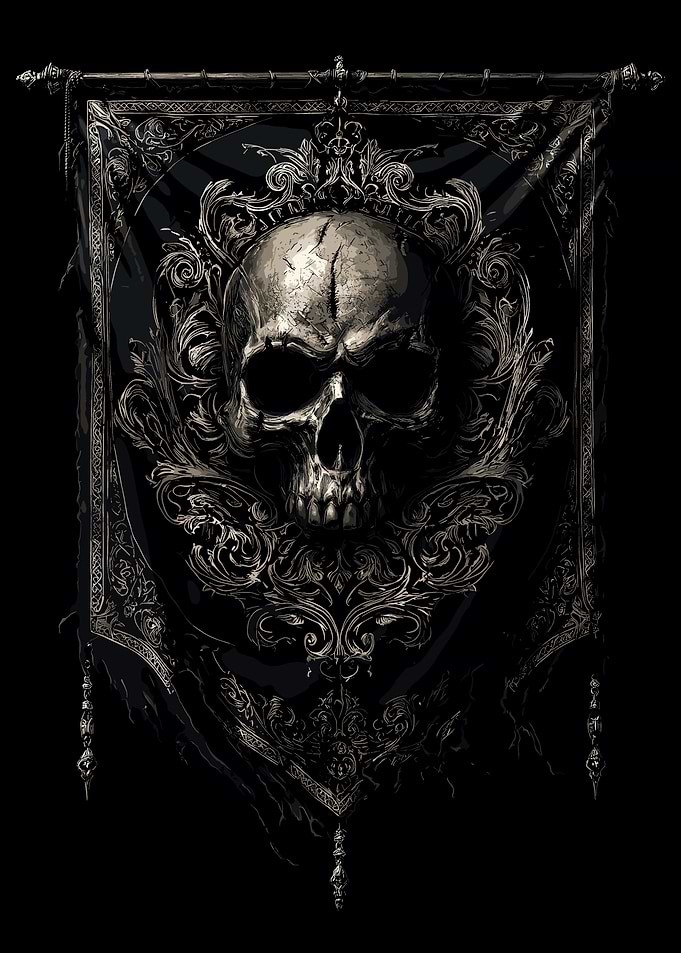 Ornate Skull Banner
