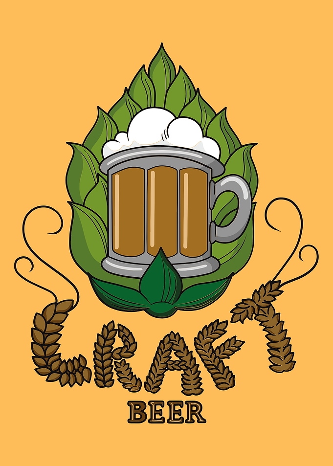 Craft Beer Illustration with Hops and Wheat
