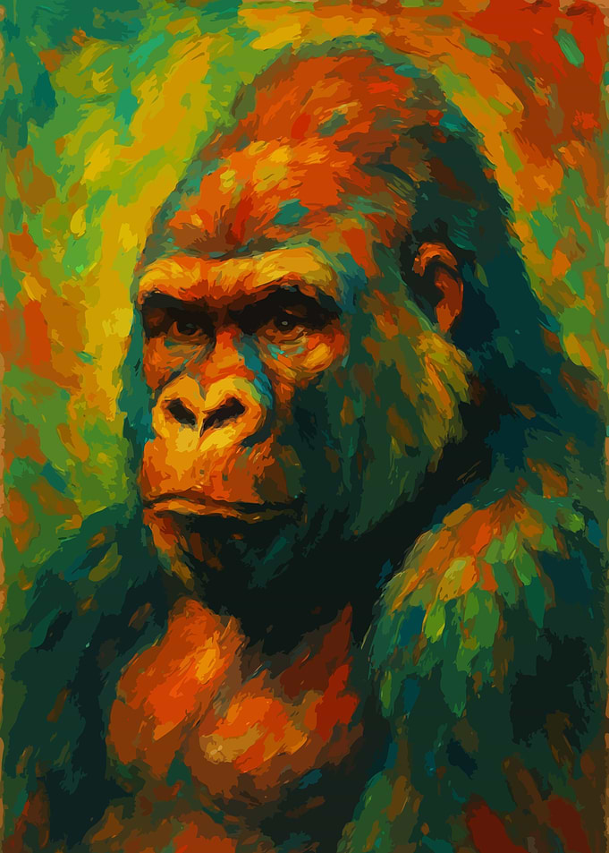 Colorful Gorilla Portrait Painting Art