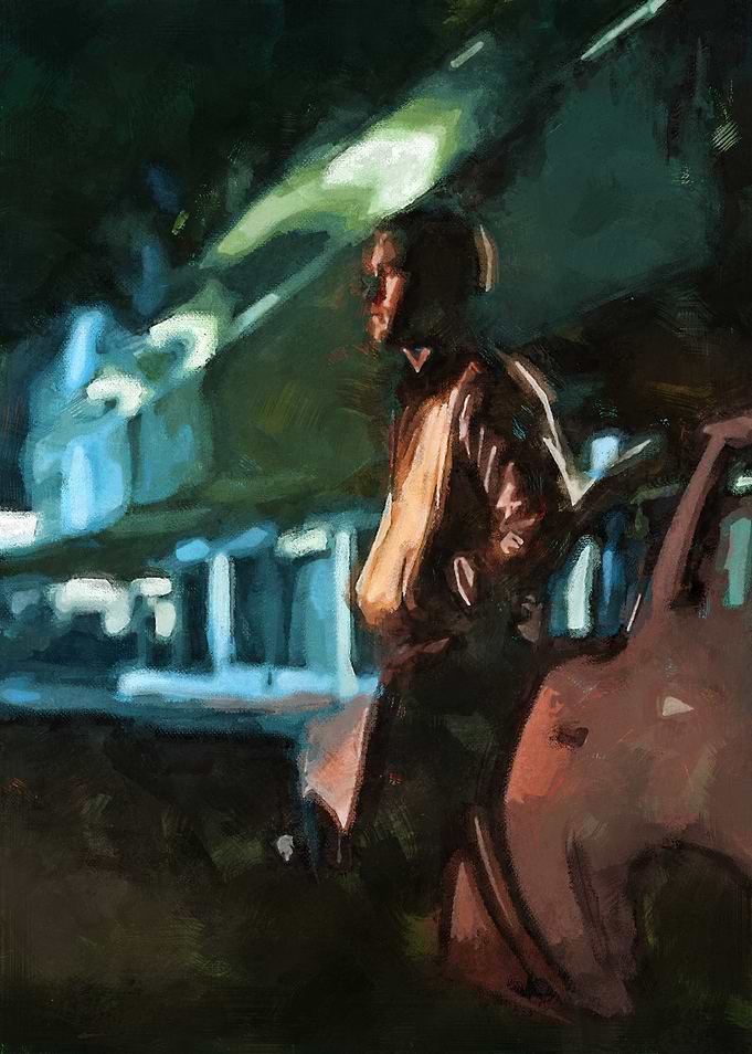 Drive – Man by Car at Night Painting