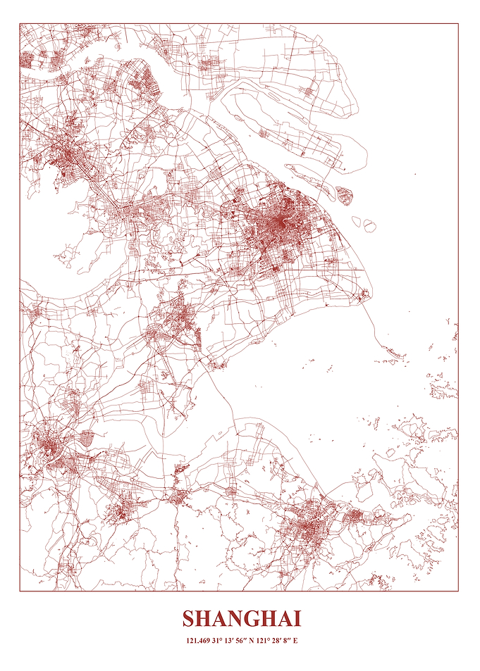 Shanghai City Map Art Print