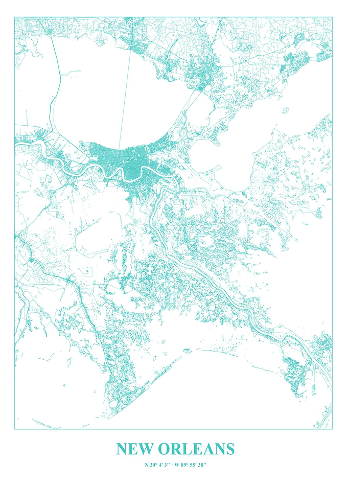 New Orleans City Map Art Print