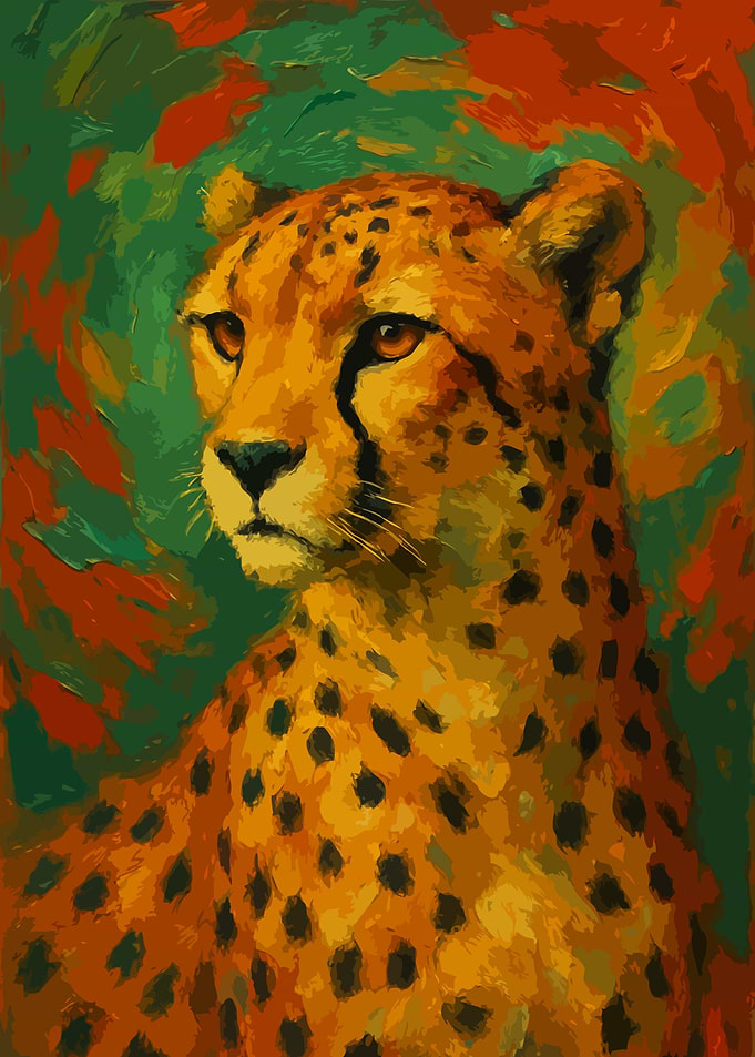 Cheetah Portrait Painting Art