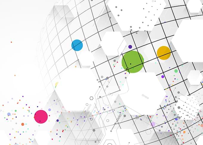 Abstract Geometric Network with Colorful Dots