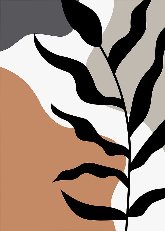 Abstract Botanical Art with Neutral Tones
