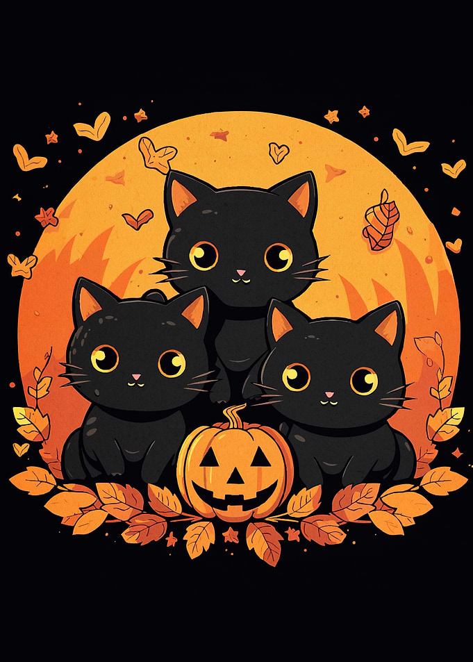 Cute Halloween Cats Pumpkin
