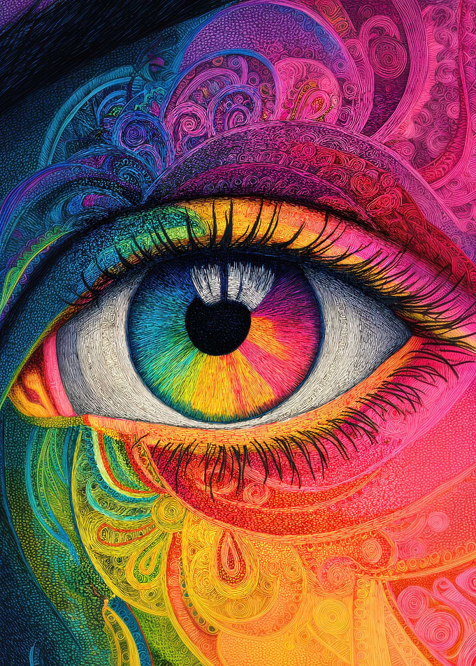 Colorful Eye with Paisley Patterns