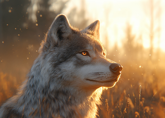 Wolf Portrait in Golden Light