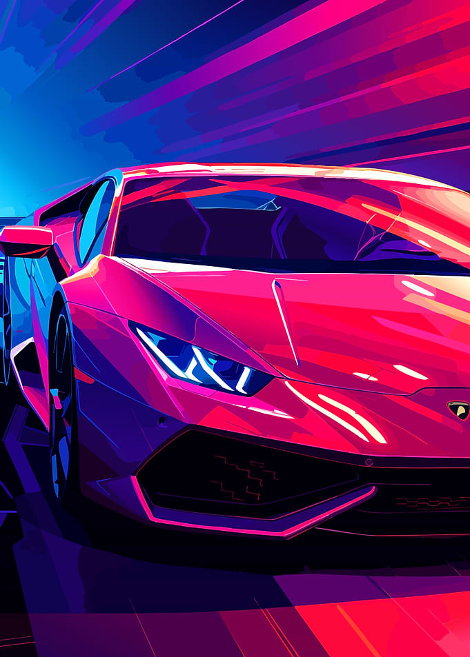Vaporwave Lamborghini Digital Art
