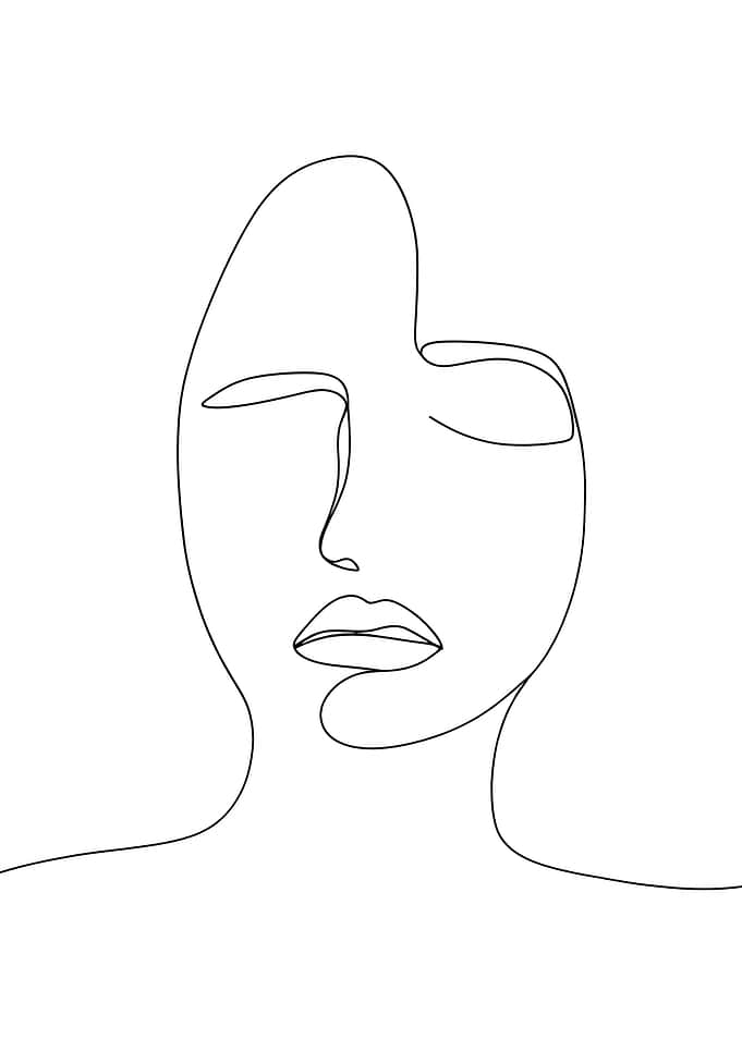 Minimalist Line Art Of A Person Face