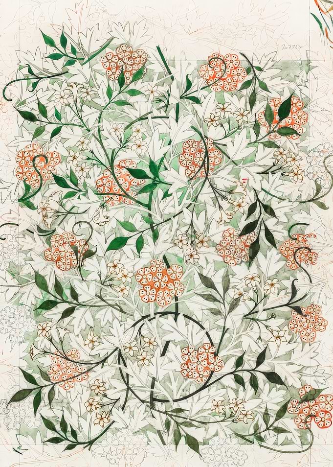 Floral Pattern with Berries and Leaves,William Morris
