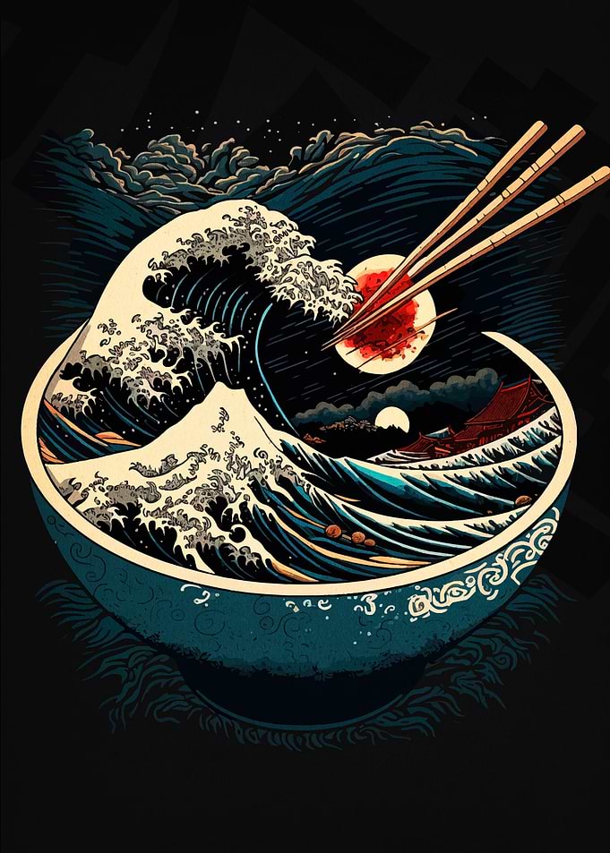 Ramen Bowl with Great Wave