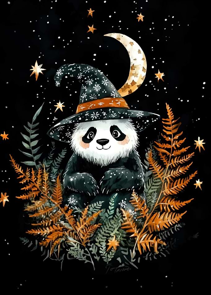 Panda Witch Starry Night