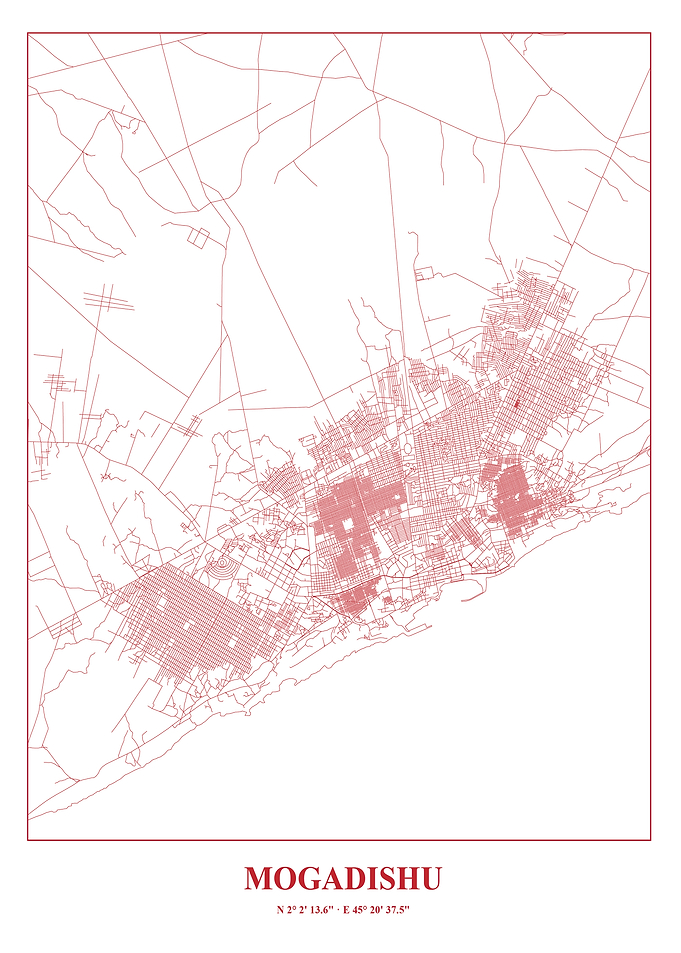 Mogadishu City Map - Minimalist Design