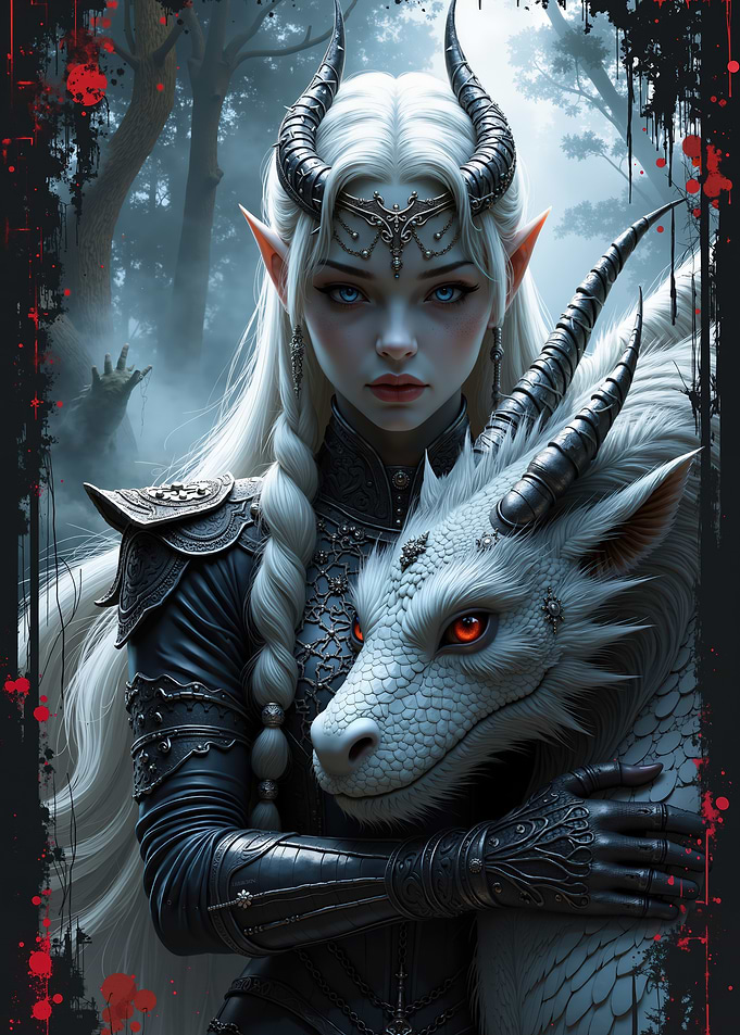 Horned Elf with Dragon Companion
