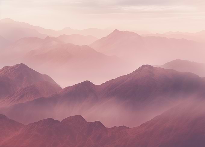 Pink Mountain Range in Fog