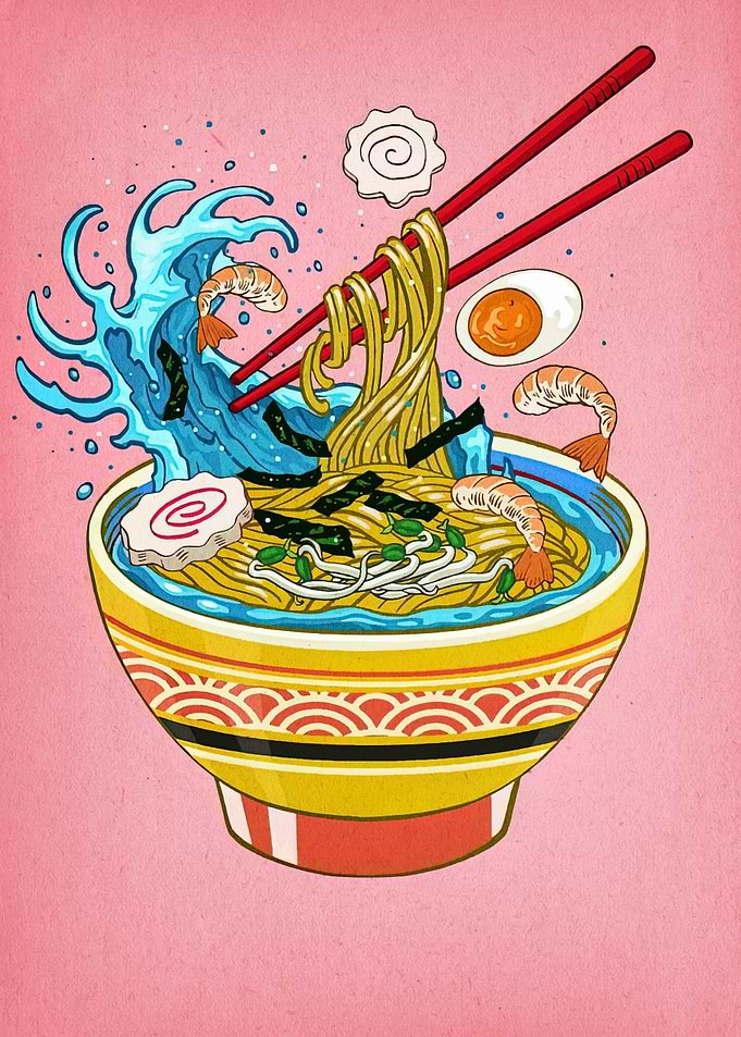 Stylized Ramen Bowl Illustration