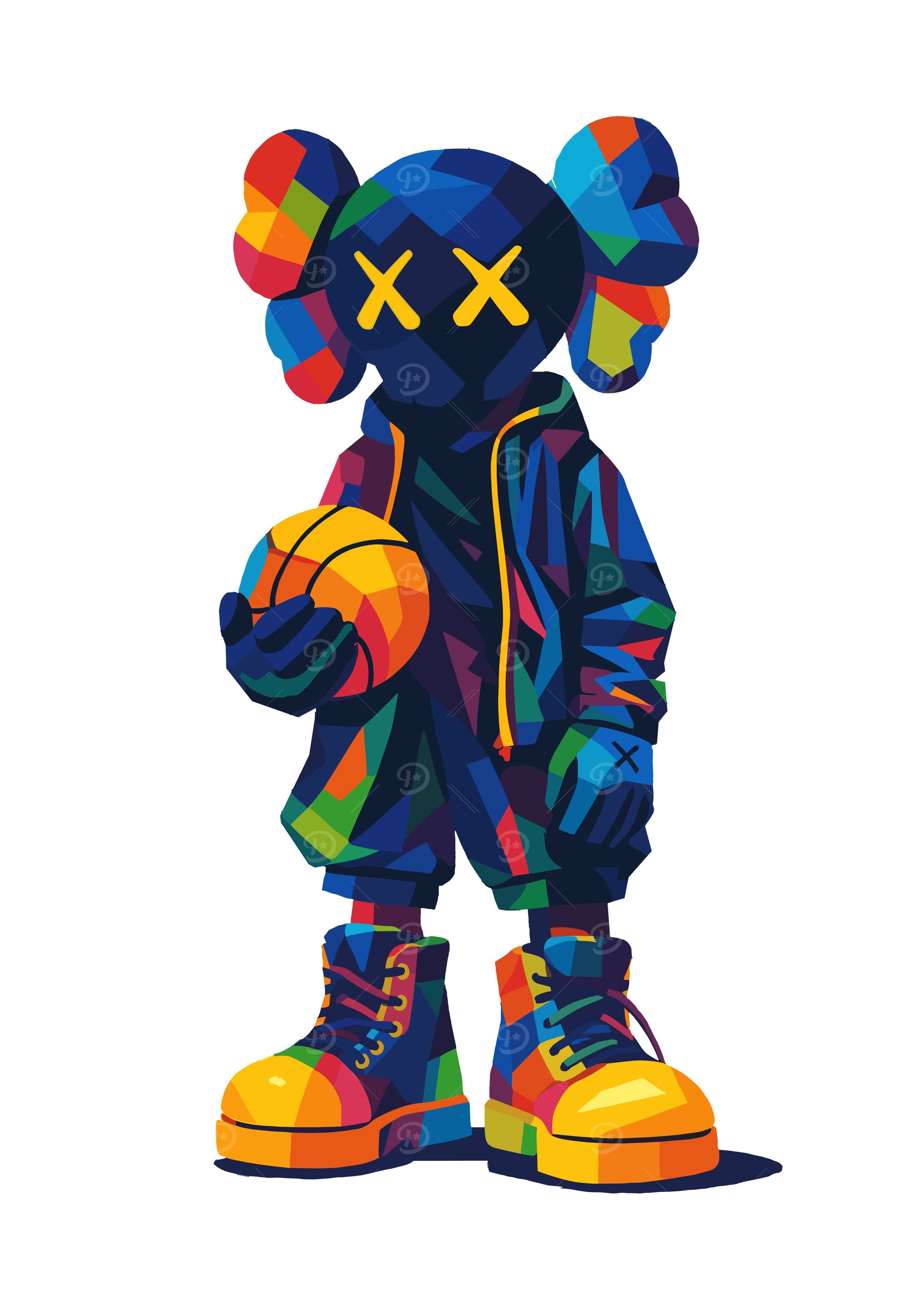 Kaws Inspired Colorful Basketball Player