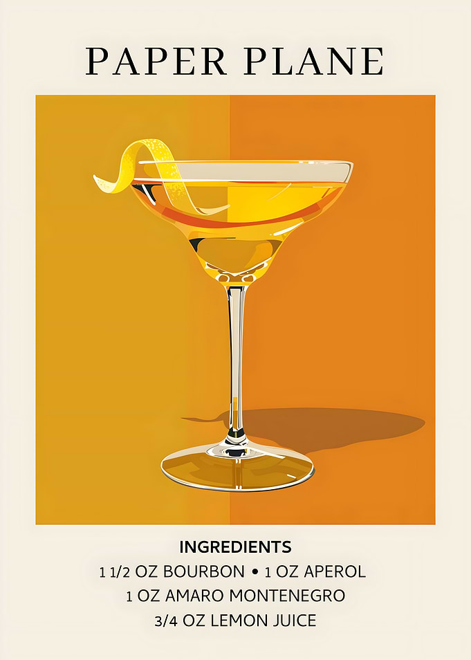 Paper Plane Cocktail Recipe Illustration