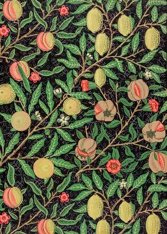 Fruit and Floral Pattern on Black,William Morris
