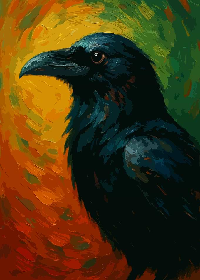 Raven Portrait Painting Art