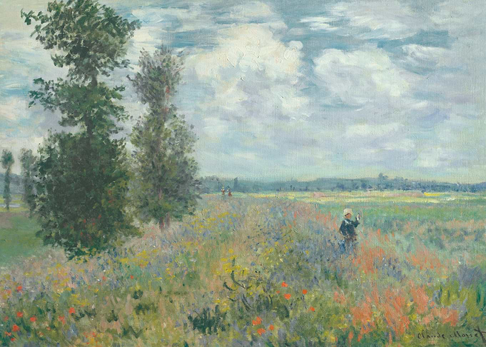 Impressionist Field with Trees and Figure