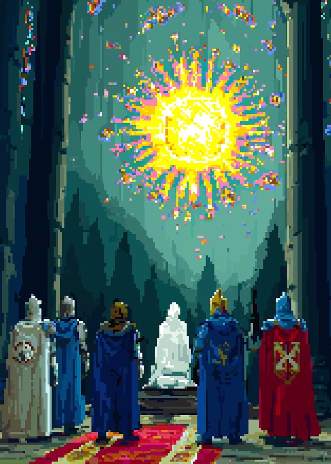 Pixel Art Knights and Radiant Light
