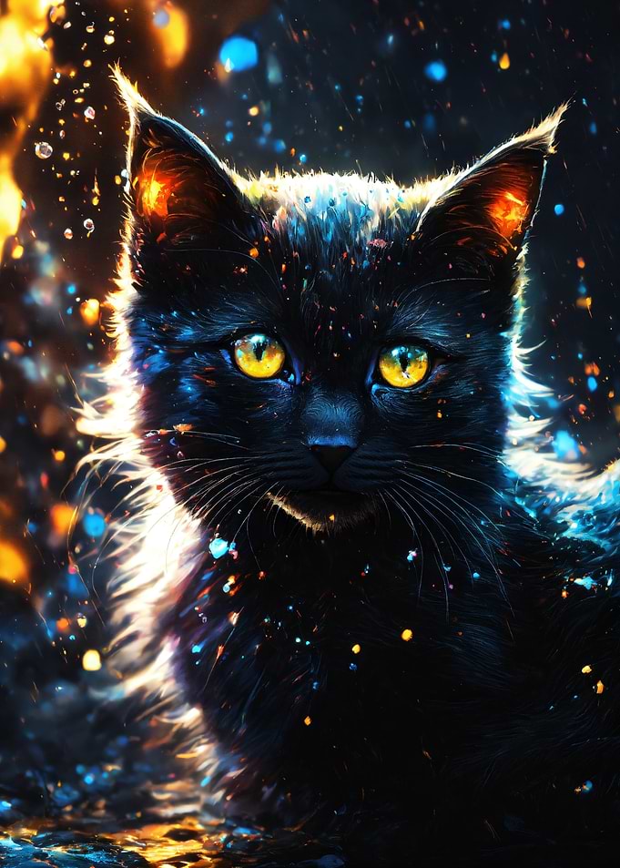 Mystical Black Cat Portrait