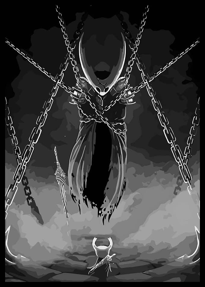 Hollow Knight Chains Black and White