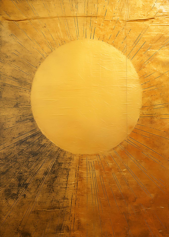 Golden Sun Abstract Art