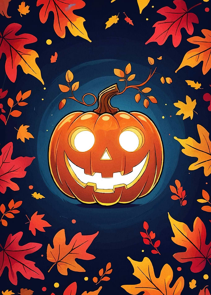 Halloween Pumpkin Autumn Leaves
