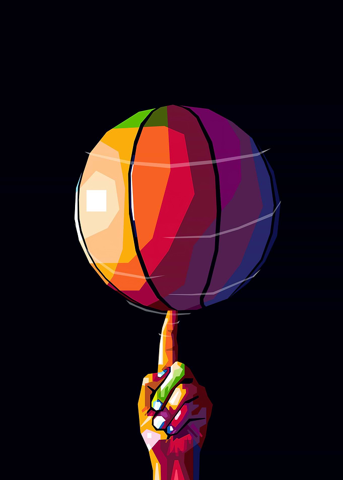 Colorful Basketball Spin Art