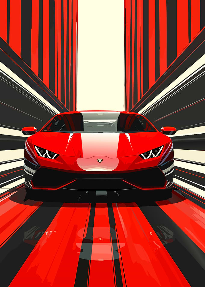 Red Lamborghini in Abstract Setting