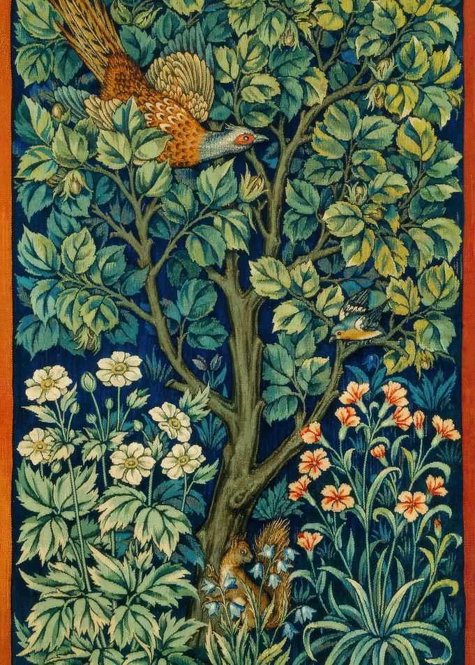 Tapestry with Birds, Squirrel, and Flowers,William Morris