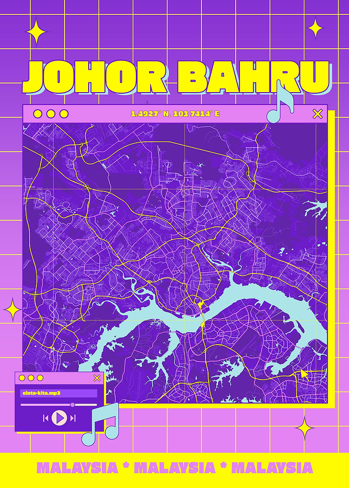 Johor Bahru Map Art - Malaysia