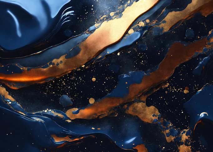 Abstract Blue and Gold Fluid Art