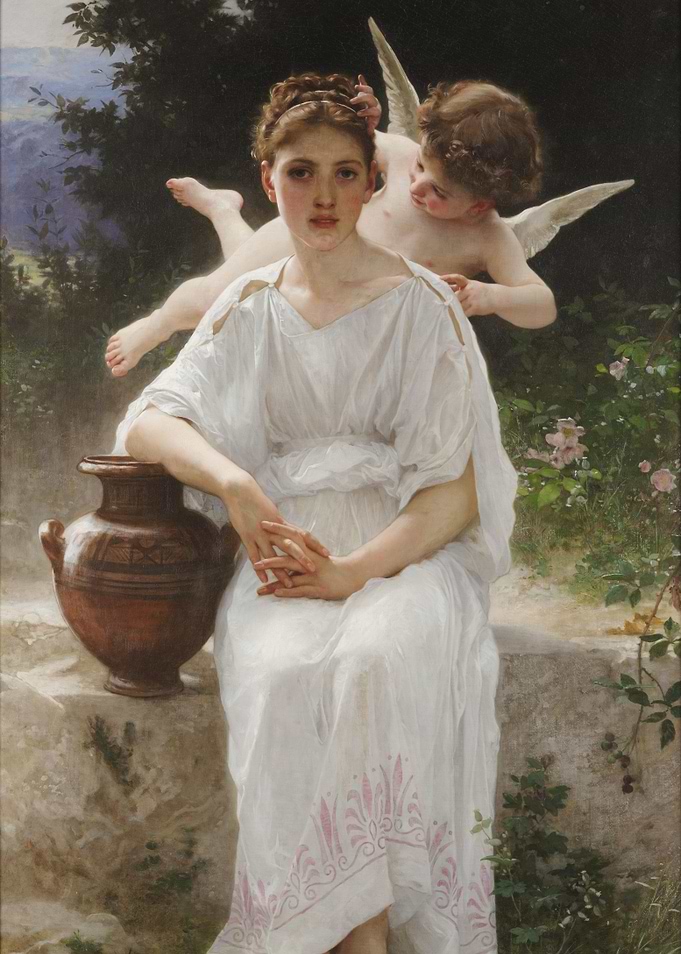 Classical Beauty with Cupid Painting