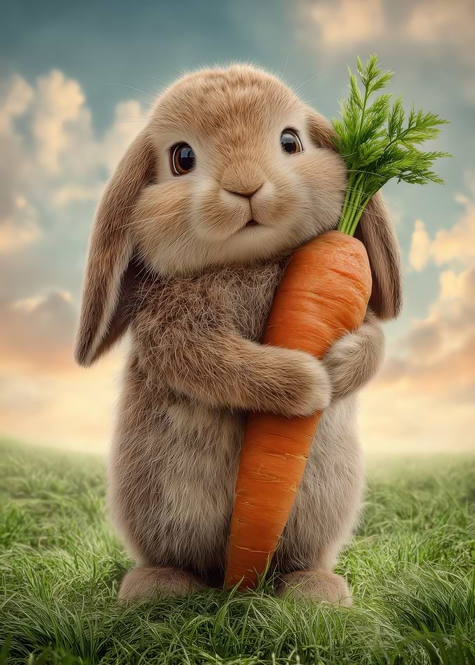 Cute Bunny Holding a Carrot