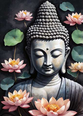 Buddha with Lotus Flowers
