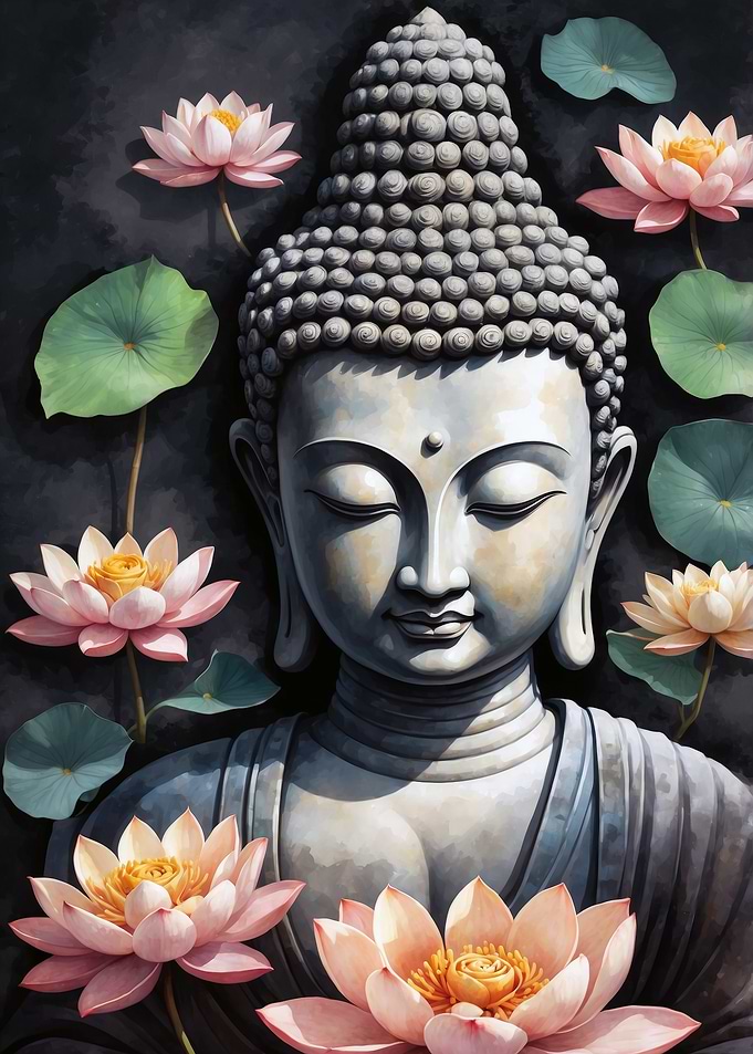 Buddha with Lotus Flowers