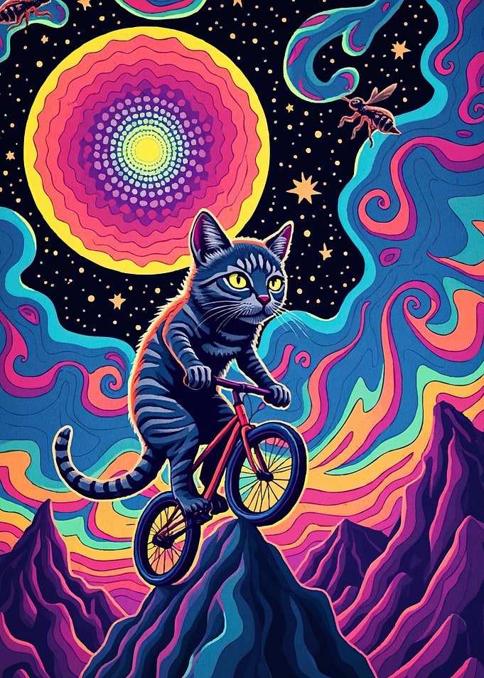 Psychedelic Cat Bike