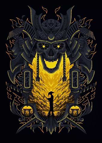Samurai Skull Warrior Illustration
